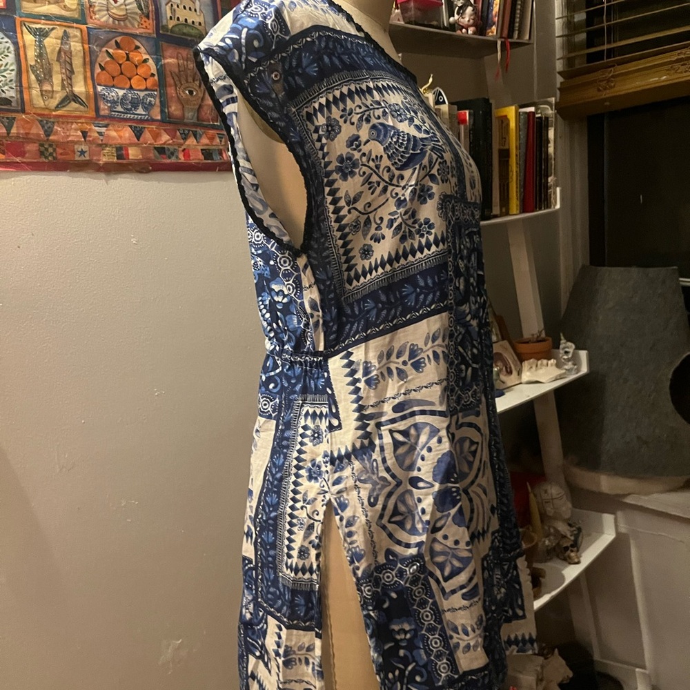 Linens tunic top patchwork tile design - Picture 4 of 7